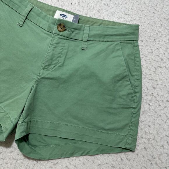 Old Navy Women's 0 Flat Front 3" Inseam Chino Shorts Green Low Rise - Picture 3 of 11
